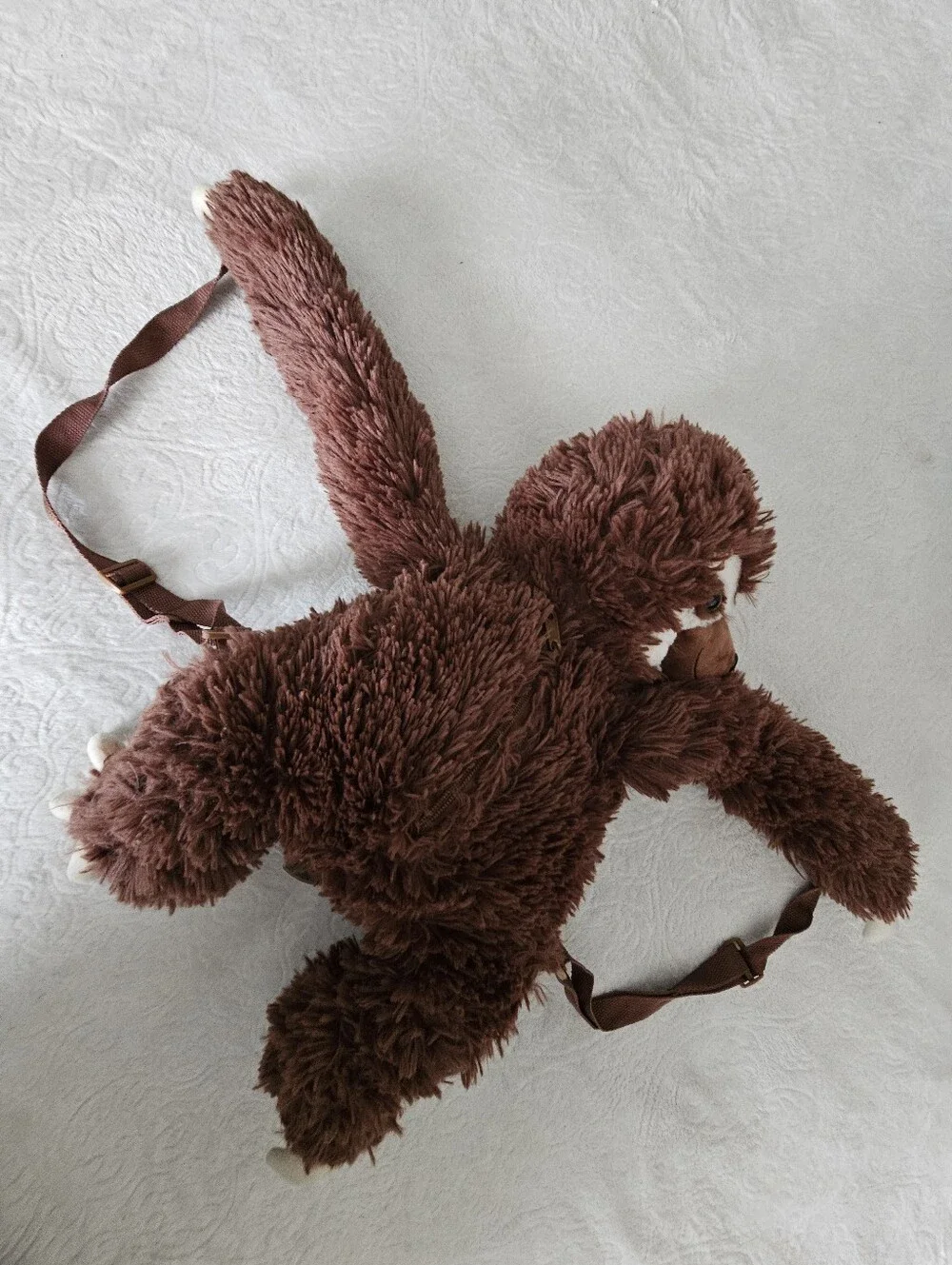 Goffa Plush Sloth Backpack Brown Stuffed Animal Zipper Bag Adjustable Strap Euc